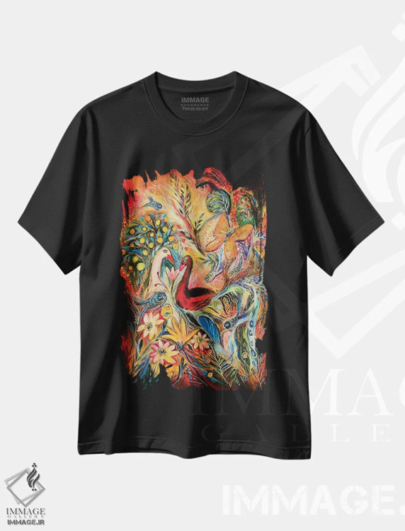 تیشرت مشکی طرح دار باد غروب، آبستره اثر النا کوتلیارکر | immage.ir