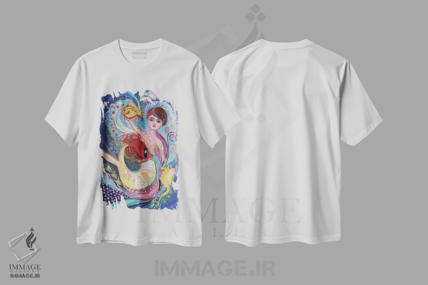 تیشرت سفید طرح دار شاهزادهٔ منطقهٔ زودیاک. حوت، هنر فاخر معاصر اثر النا کوتلیارکر | immage.ir