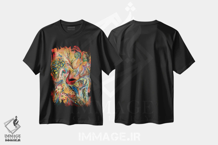 تیشرت مشکی طرح دار باد غروب، آبستره اثر النا کوتلیارکر | immage.ir