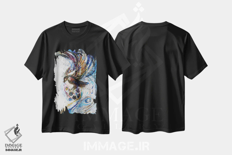 تیشرت مشکی طرح دار سری توتم ششم: عقاب، دکور معاصر اثر النا کوتلیارکر | فروشگاه ایماژ
