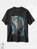 تیشرت مشکی طرح دار سری توتم دوم: اسب های دریایی، دکور معاصر اثر النا کوتلیارکر | فروشگاه ایماژ