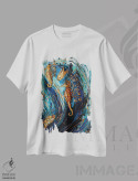 تیشرت سفید طرح دار سری توتم دوم: اسب های دریایی، دکور معاصر اثر النا کوتلیارکر | immage.ir