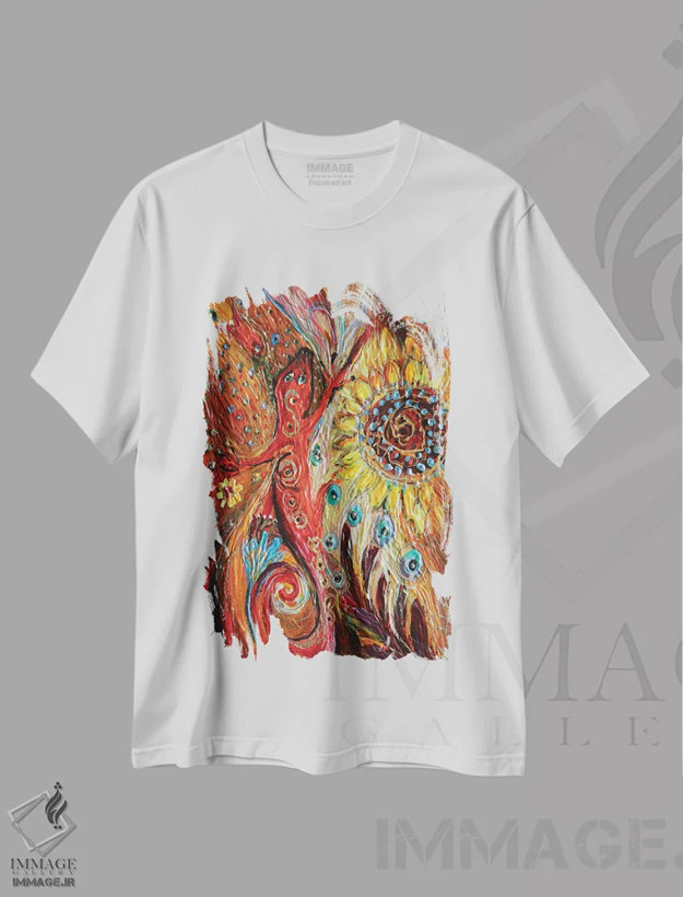 تیشرت سفید طرح دار سری توتم سوم: سمندر، دکور معاصر اثر النا کوتلیارکر | فروشگاه ایماژ