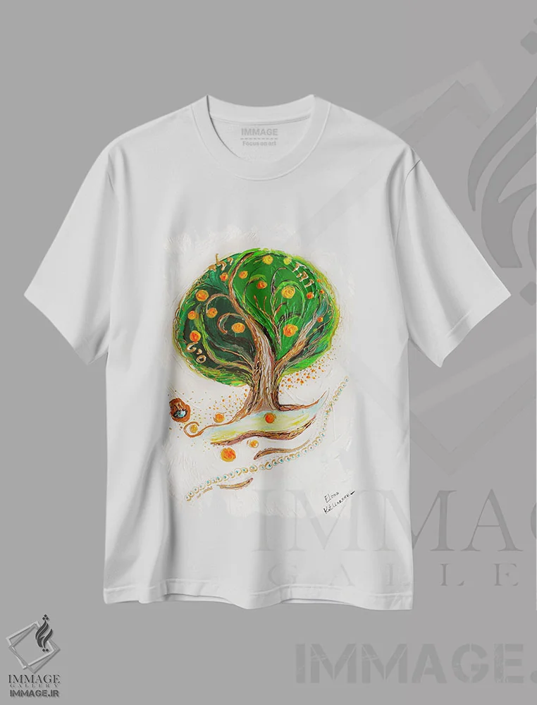 تیشرت سفید طرح دار رویاهای سفیدم ۱: پنل دوم، دکور معاصر اثر النا کوتلیارکر | immage.ir