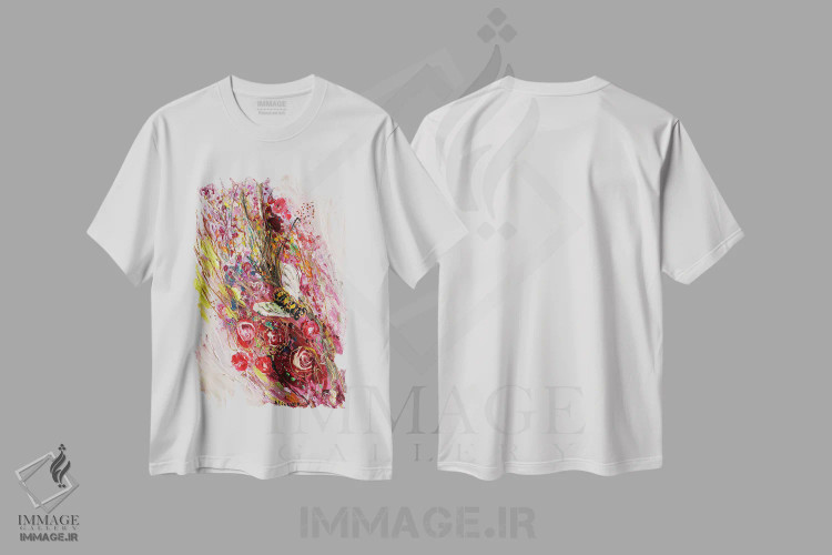 تیشرت سفید طرح دار پالت من شماره ۱، آبستره اثر النا کوتلیارکر | immage.ir