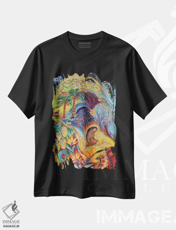 تیشرت مشکی طرح دار تعطیلات سرنوشت ساز: شاووعوت، آبستره اثر النا کوتلیارکر | immage.ir