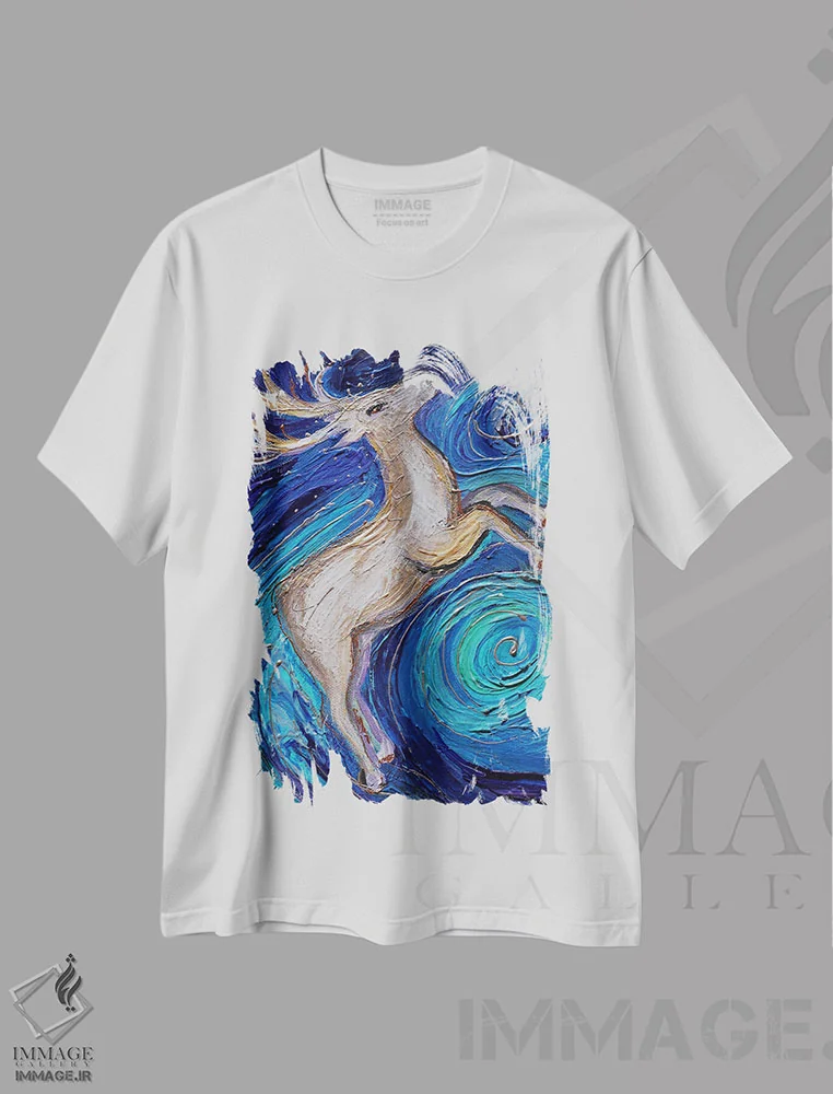 تیشرت سفید طرح دار توتم های زندگی ۹: گوزن، دکور معاصر اثر النا کوتلیارکر | immage.ir