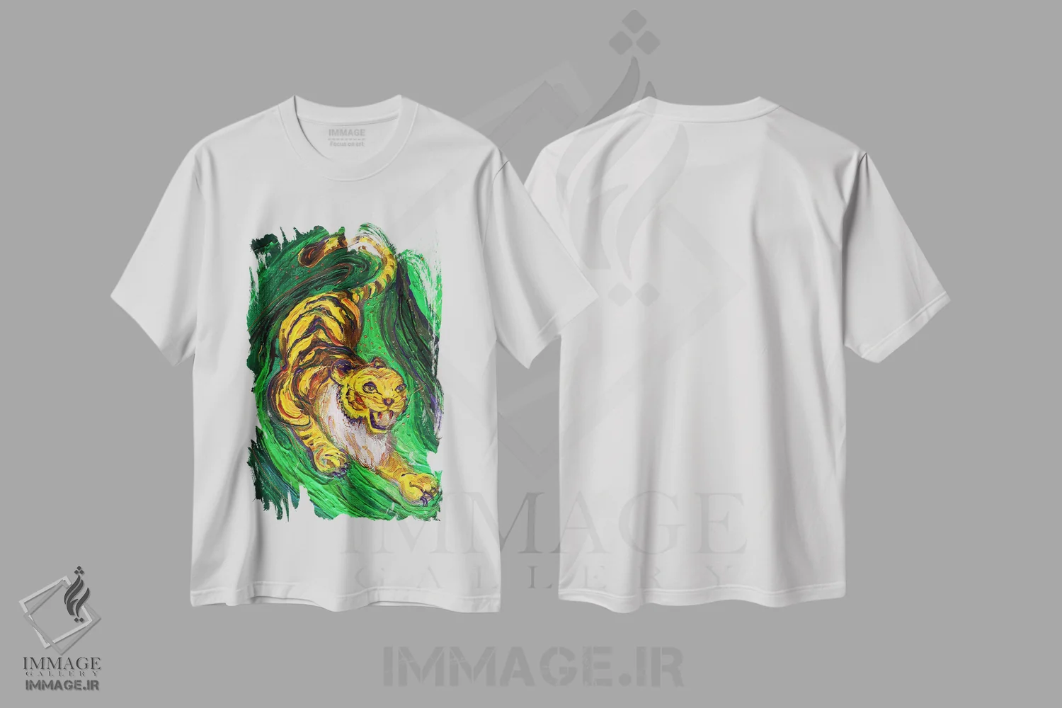 تیشرت سفید طرح دار توتم های زندگی ۹: ببر، دکور معاصر اثر النا کوتلیارکر | فروشگاه ایماژ