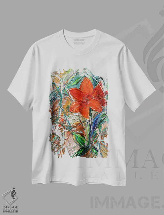تیشرت سفید طرح دار جلوه ای از زندگی ۴۳: گل ها۳، آبستره اثر النا کوتلیارکر | immage.ir