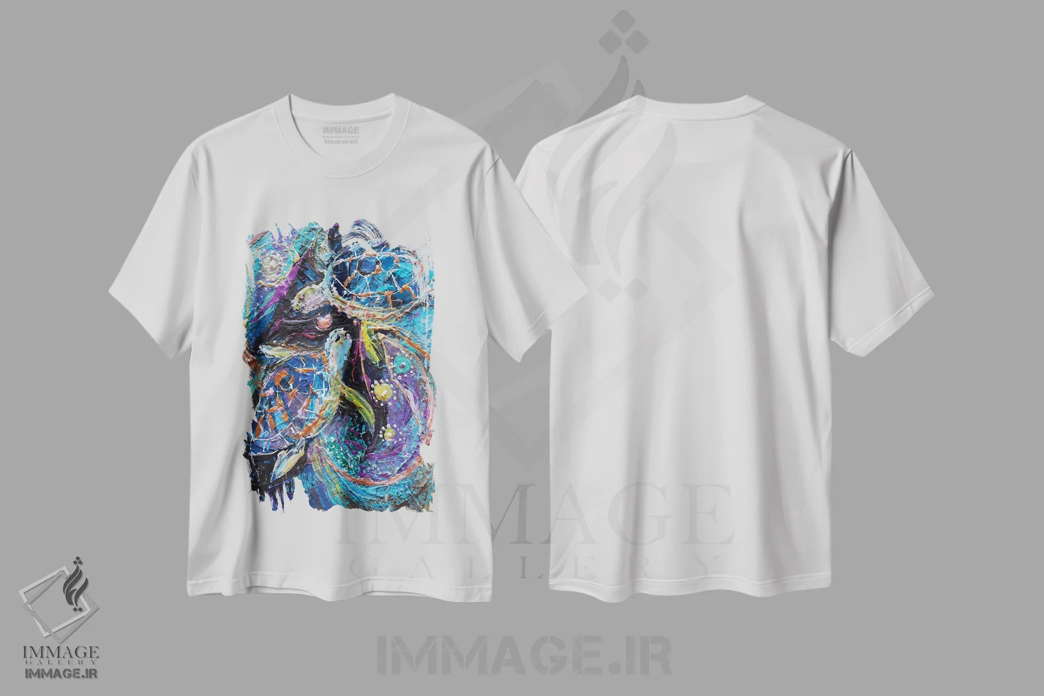 تیشرت سفید طرح دار تانگوی لاک پشت، هنر فاخر معاصر اثر النا کوتلیارکر | immage.ir