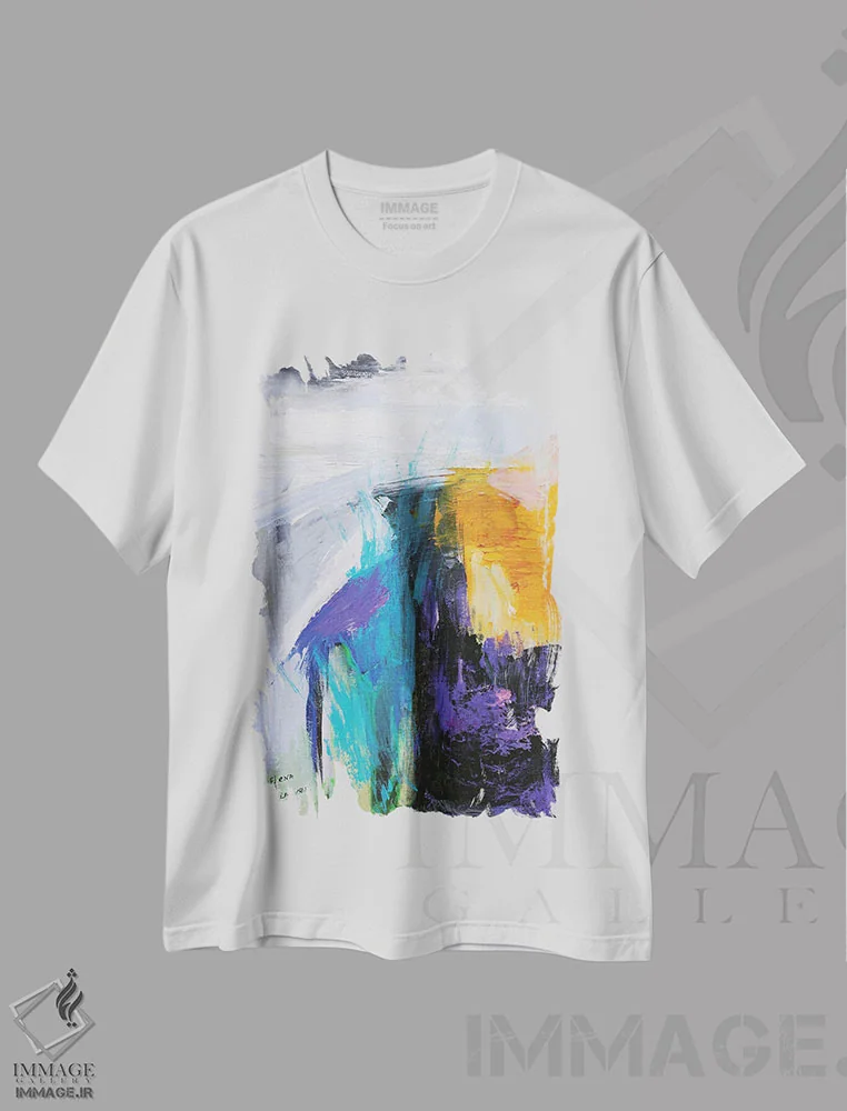 تیشرت سفید طرح دار سری انتزاعی محض شماره هفده اثر النا کوتلیارکر | immage.ir