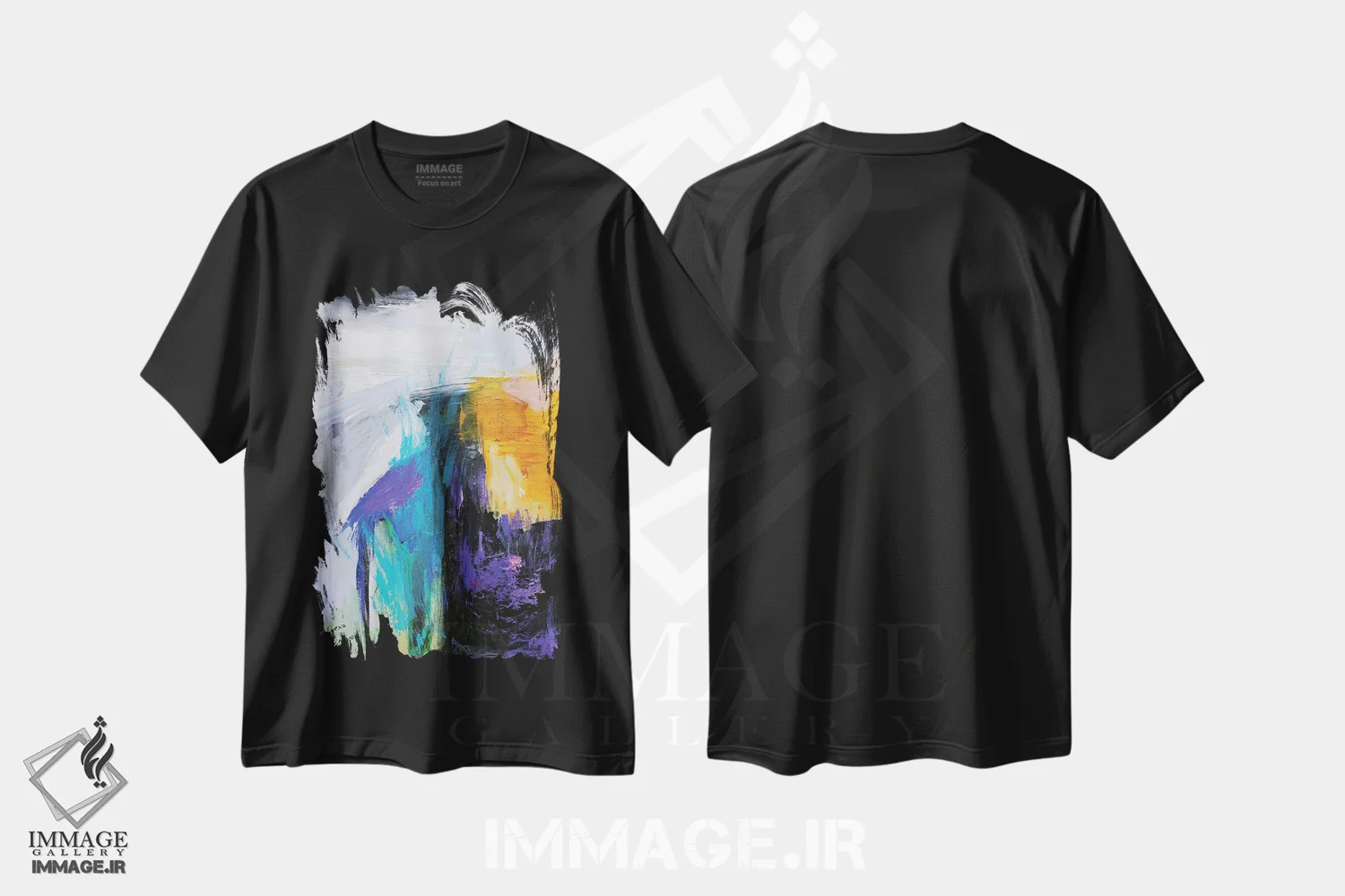 تیشرت مشکی طرح دار سری انتزاعی محض شماره هفده اثر النا کوتلیارکر | فروشگاه ایماژ