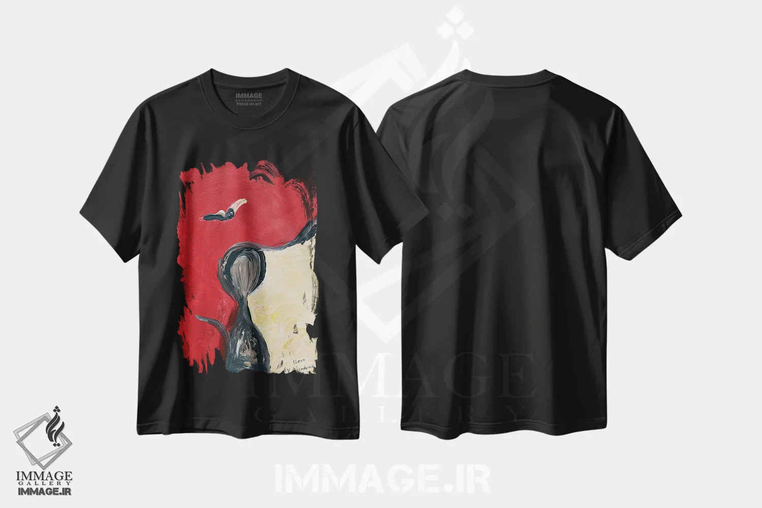 تیشرت مشکی طرح دار سری انتزاعی محض شماره هجده اثر النا کوتلیارکر | immage.ir