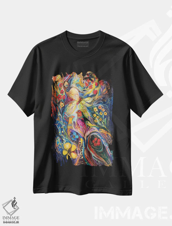 تیشرت مشکی طرح دار داستان عشق، آبستره اثر النا کوتلیارکر | فروشگاه ایماژ
