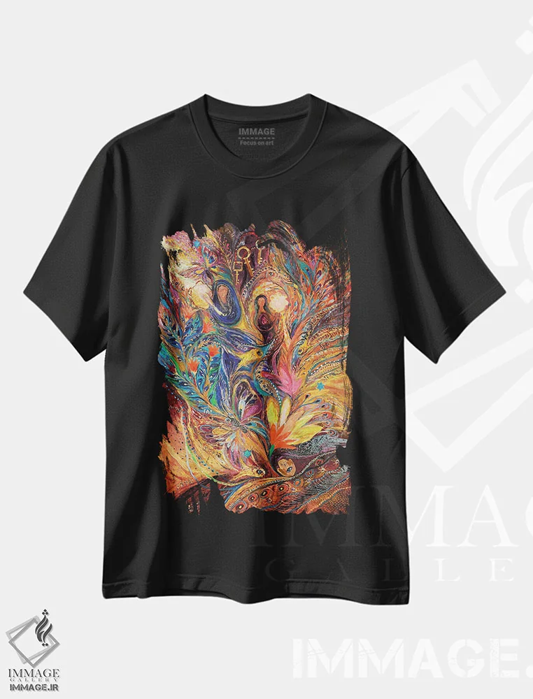 تیشرت مشکی طرح دار زنان تنخ، آبستره اثر النا کوتلیارکر | immage.ir