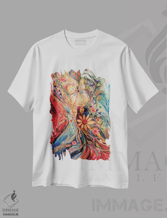 تیشرت سفید طرح دار باغ جادویی: بخش دوم، آبستره اثر النا کوتلیارکر | فروشگاه ایماژ
