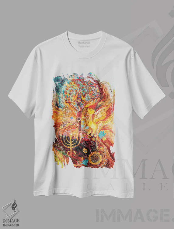 تیشرت سفید طرح دار پروژه ی زودیاک: اسد، سنبله، سرطان، آبستره اثر النا کوتلیارکر | immage.ir