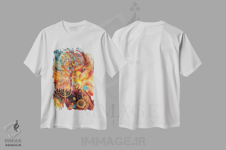 تیشرت سفید طرح دار پروژه ی زودیاک: اسد، سنبله، سرطان، آبستره اثر النا کوتلیارکر | immage.ir