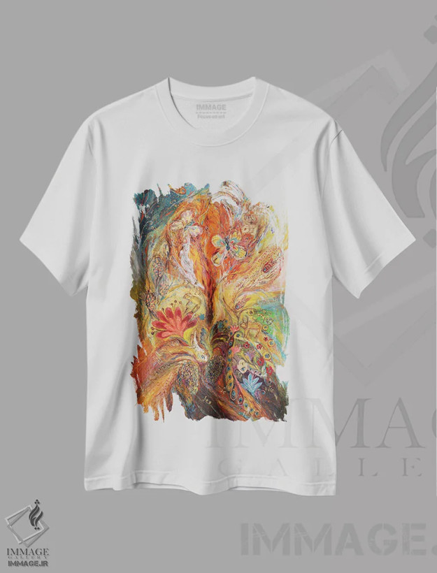تیشرت سفید طرح دار پروژه ی زودیاک: حمل، ثور، جوزا، آبستره اثر النا کوتلیارکر | فروشگاه ایماژ