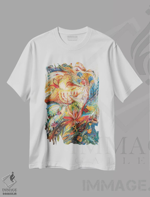 تیشرت سفید طرح دار فرشتگان بر بزم عروسی: تریپتیک بخش راست، آبستره اثر النا کوتلیارکر | immage.ir