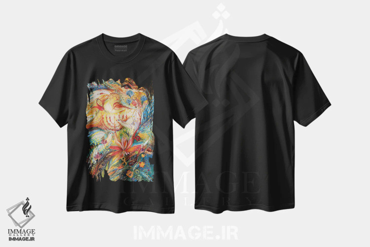 تیشرت مشکی طرح دار فرشتگان بر بزم عروسی: تریپتیک بخش راست، آبستره اثر النا کوتلیارکر | فروشگاه ایماژ