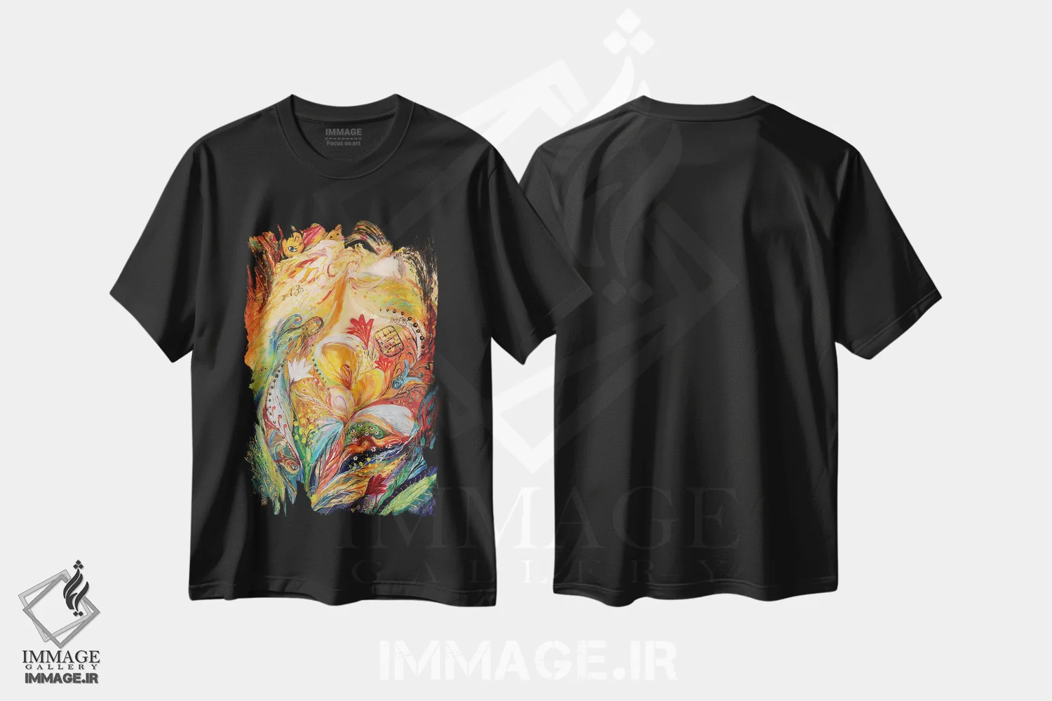تیشرت مشکی طرح دار فرشتگان بر بزم عروسی: تریپتیک بخش چپ، آبستره اثر النا کوتلیارکر | immage.ir