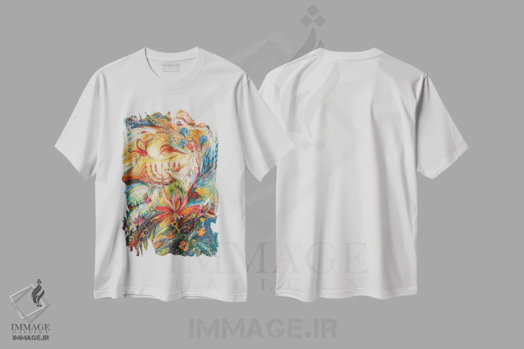 تیشرت سفید طرح دار فرشتگان بر بزم عروسی: تریپتیک بخش راست، آبستره اثر النا کوتلیارکر | immage.ir