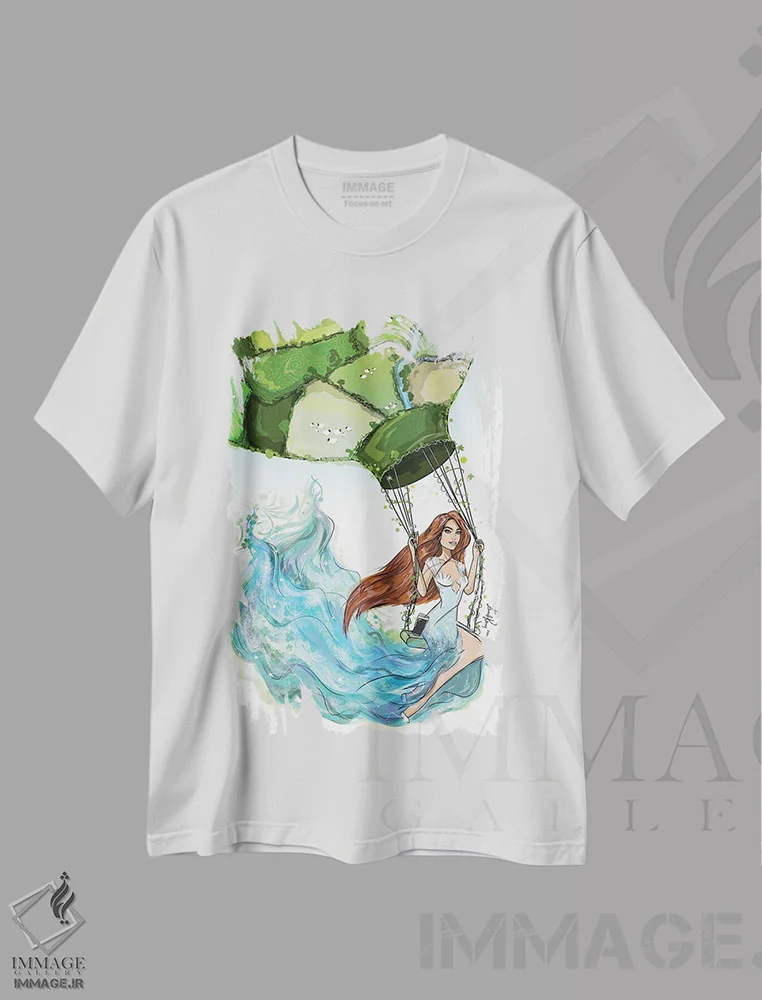تیشرت سفید طرح دار ایرلند، هنر دیجیتال اثر اما کنی | immage.ir