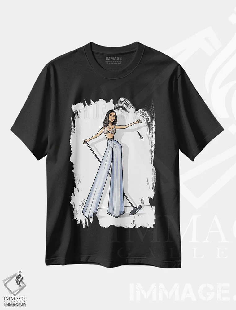 تیشرت مشکی طرح دار Mic Drop,دوا لیپا، میک دراپ، هنر دیجیتال اثر اما کنی | immage.ir