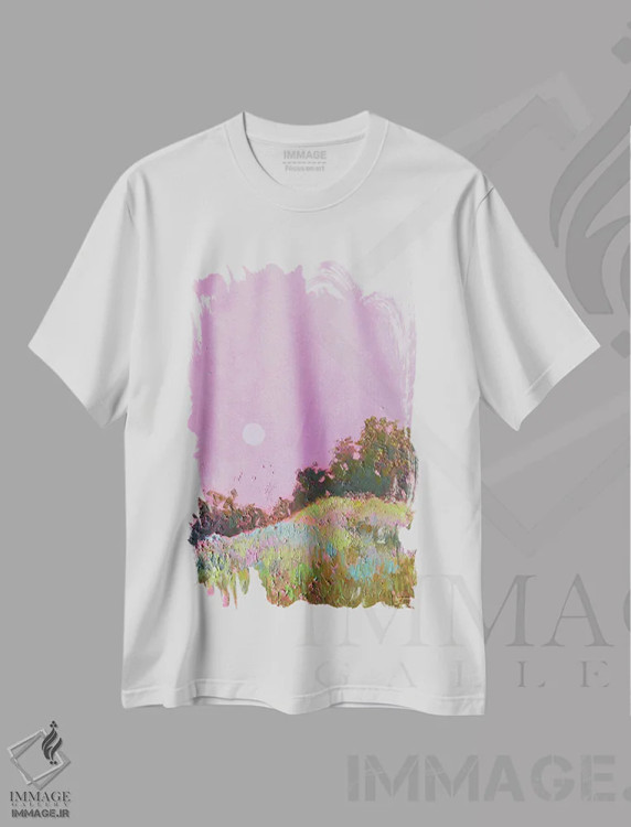 تیشرت سفید طرح دار منظرهٔ صورتی، دکور معاصر اثر اکاترینا پریسیچ | immage.ir