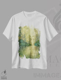 تیشرت سفید طرح دار حوضچهٔ سبز کنار آبشار، دکور معاصر اثر اکاترینا پریسیچ | فروشگاه ایماژ