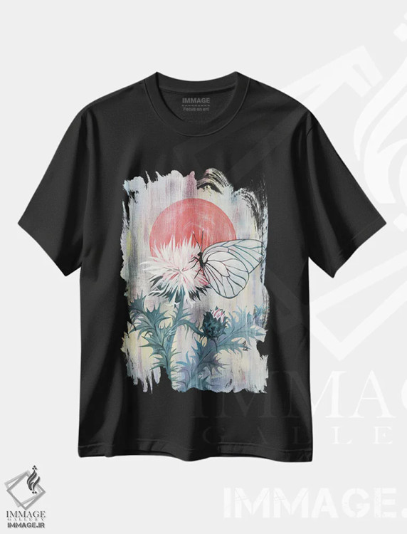 تیشرت مشکی طرح دار پروانه روی خار، دکور معاصر اثر اکاترینا پریسیچ | immage.ir