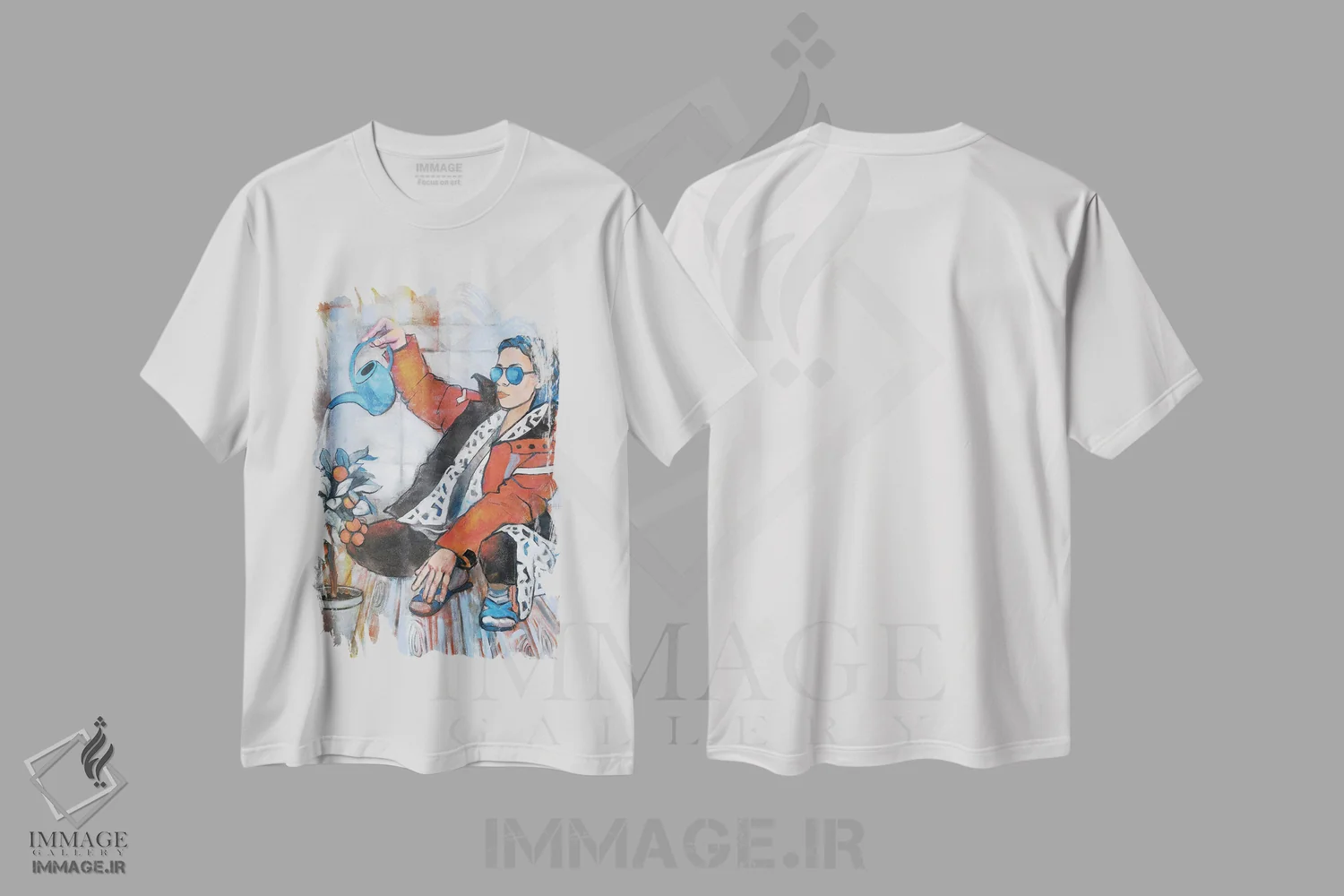 تیشرت سفید طرح دار زیبایی شناسی روزمره، دکور معاصر اثر اکاترینا پریسیچ | فروشگاه ایماژ