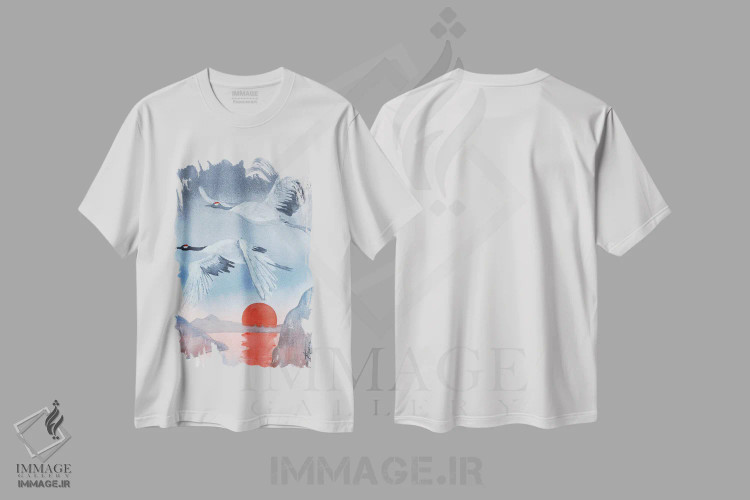 تیشرت سفید طرح دار درناهای ژاپنی، دکور آسیایی اثر اکاترینا پریسیچ | فروشگاه ایماژ