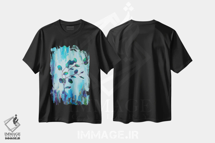 تیشرت مشکی طرح دار اکالیپتوس آبی، دکور معاصر اثر اکاترینا پریسیچ | immage.ir