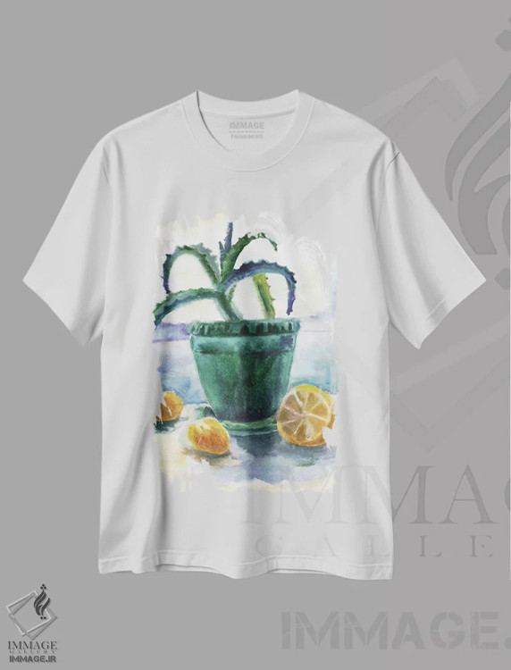 تیشرت سفید طرح دار آلوئه و لیموها، دکور معاصر اثر اکاترینا پریسیچ | immage.ir