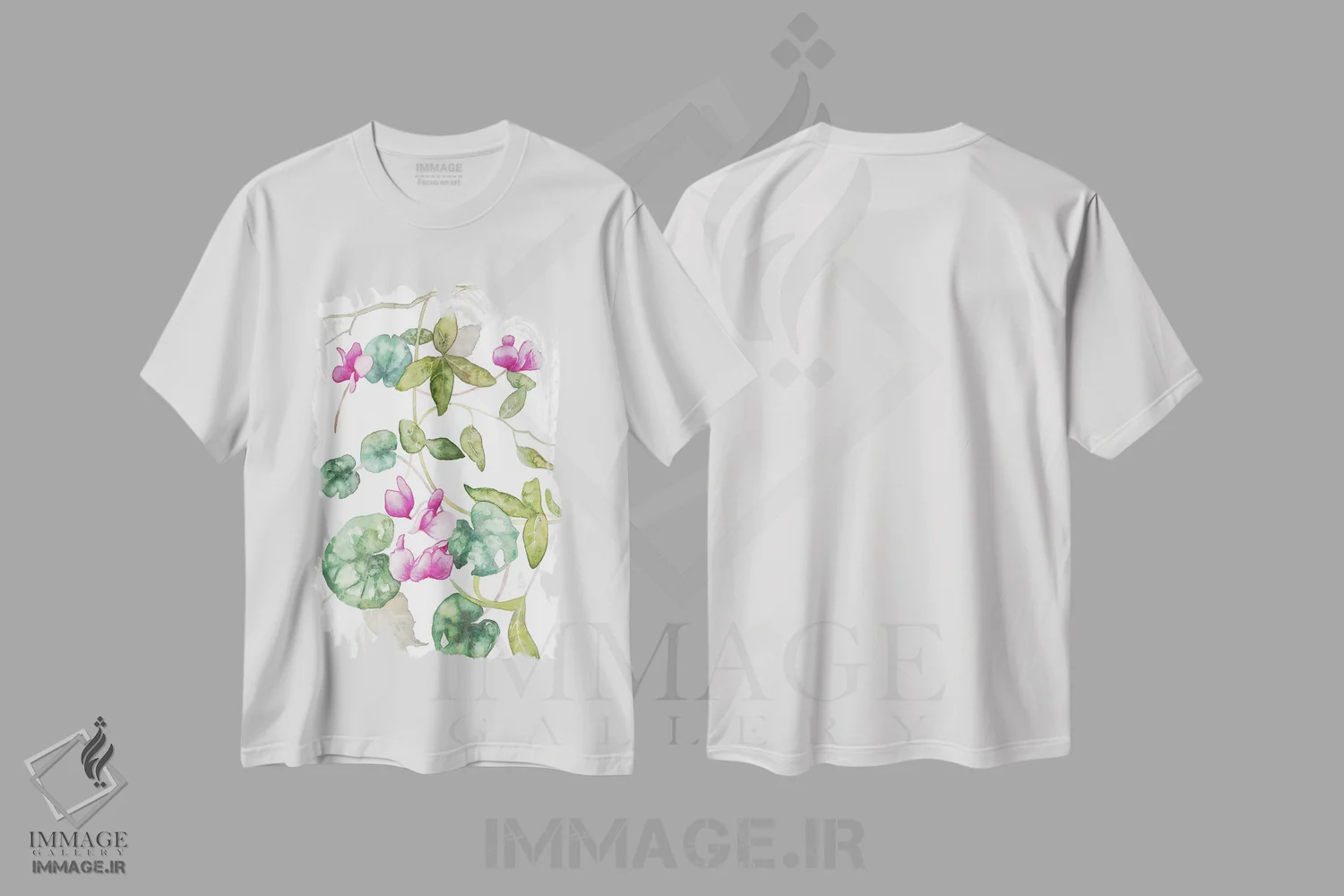 تیشرت سفید طرح دار سیکلامن جنگلی، دکور معاصر اثر اکاترینا پریسیچ | فروشگاه ایماژ