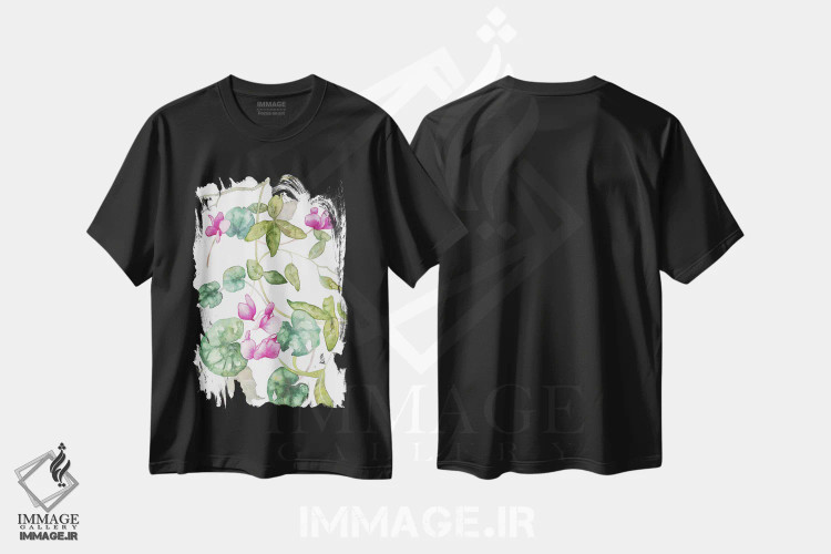 تیشرت مشکی طرح دار سیکلامن جنگلی، دکور معاصر اثر اکاترینا پریسیچ | immage.ir