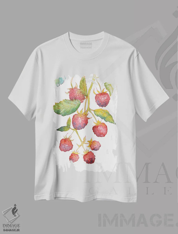 تیشرت سفید طرح دار شاخهٔ تمشک، دکور معاصر اثر اکاترینا پریسیچ | فروشگاه ایماژ