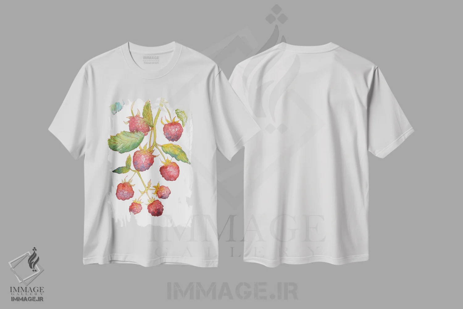 تیشرت سفید طرح دار شاخهٔ تمشک، دکور معاصر اثر اکاترینا پریسیچ | فروشگاه ایماژ