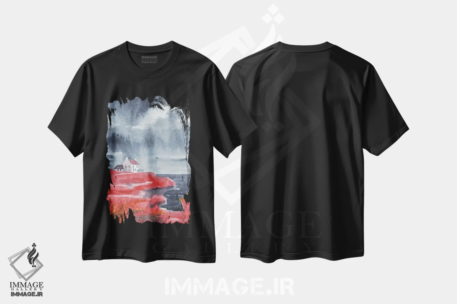 تیشرت مشکی طرح دار ساحل رس (در صورت ابهام: ساحل رس)، دکور معاصر اثر اکاترینا پریسیچ | فروشگاه ایماژ