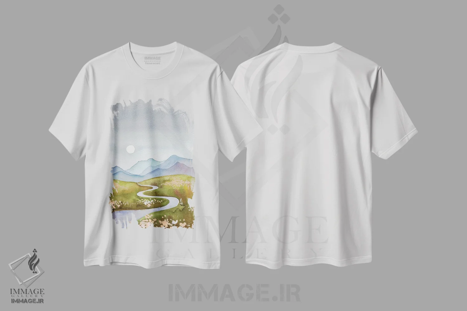 تیشرت سفید طرح دار تپه های آبی-خاکستری، دکور معاصر اثر اکاترینا پریسیچ | immage.ir