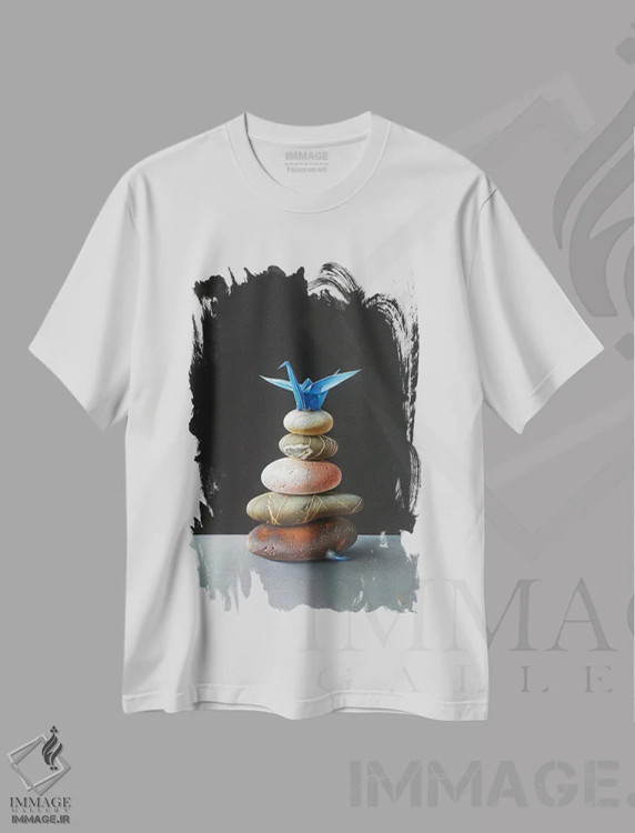 تیشرت سفید طرح دار آشیانه، هنر فاخر معاصر اثر النا کولوتوشا | فروشگاه ایماژ