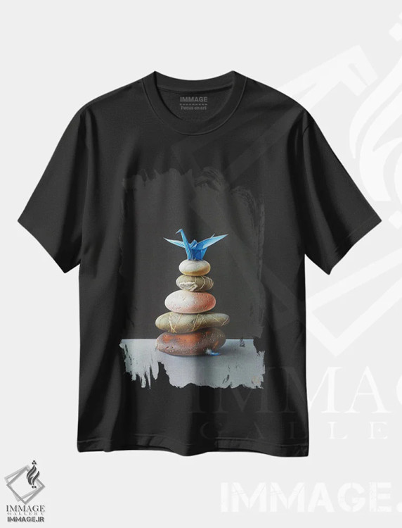 تیشرت مشکی طرح دار آشیانه، هنر فاخر معاصر اثر النا کولوتوشا | immage.ir