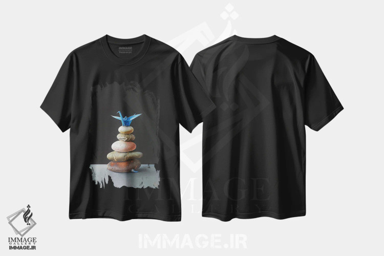 تیشرت مشکی طرح دار آشیانه، هنر فاخر معاصر اثر النا کولوتوشا | immage.ir