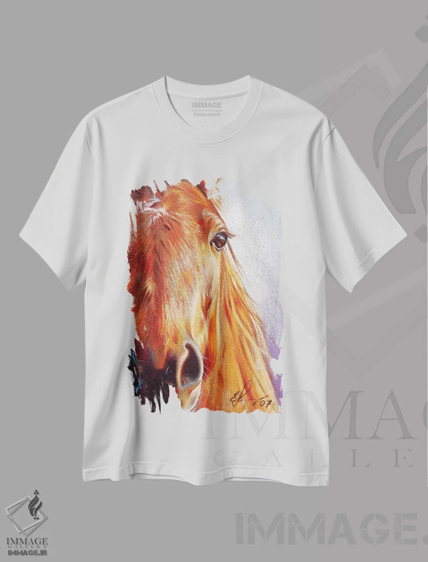 تیشرت سفید طرح دار شاه بلوط، هنر فاخر معاصر اثر النا کولوتوشا | فروشگاه ایماژ