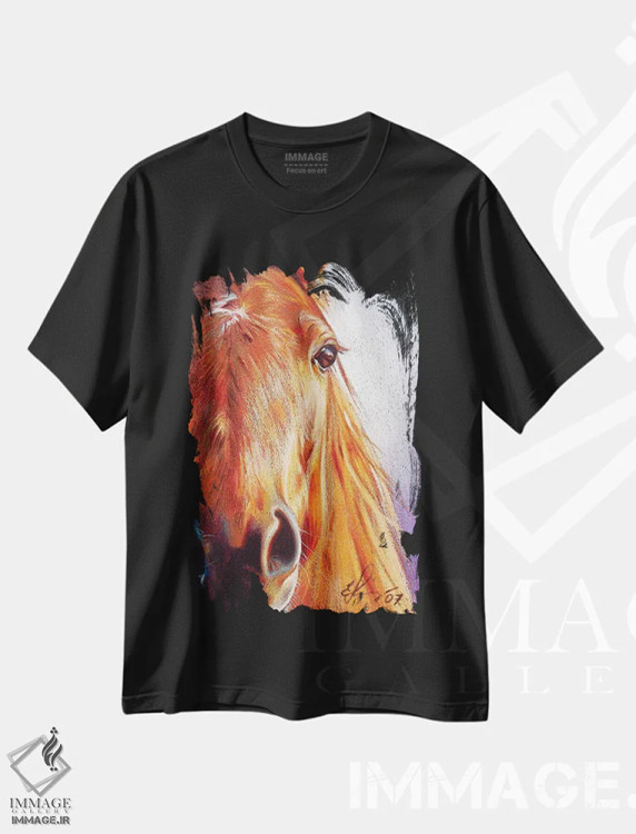 تیشرت مشکی طرح دار شاه بلوط، هنر فاخر معاصر اثر النا کولوتوشا | immage.ir