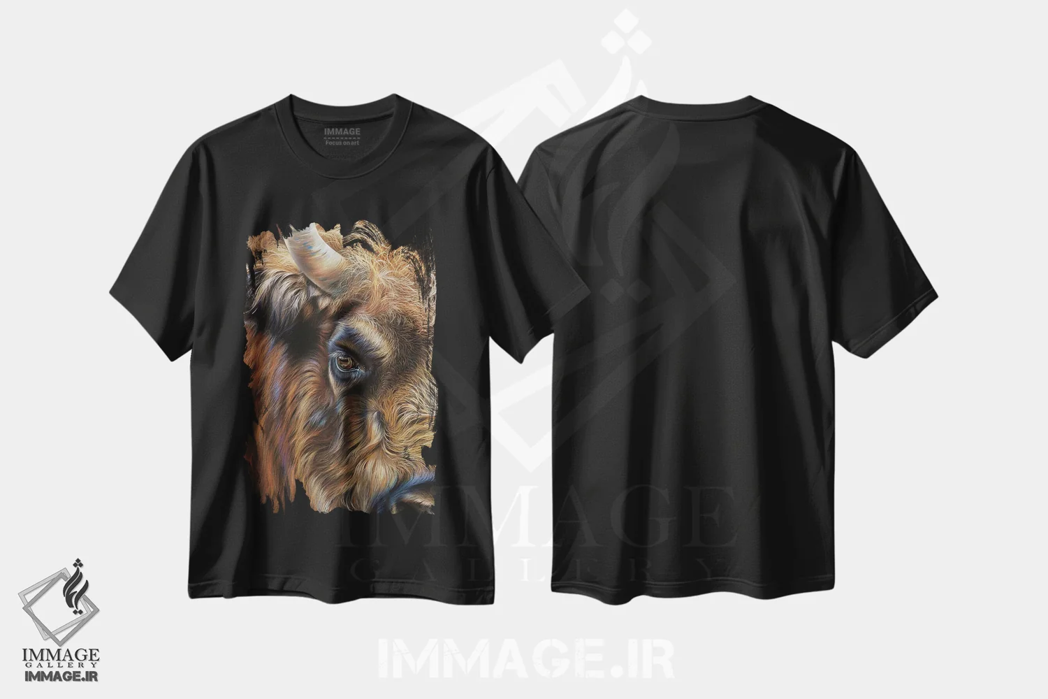 تیشرت مشکی طرح دار حضور قدرتمند، هنر فاخر معاصر اثر النا کولوتوشا | فروشگاه ایماژ