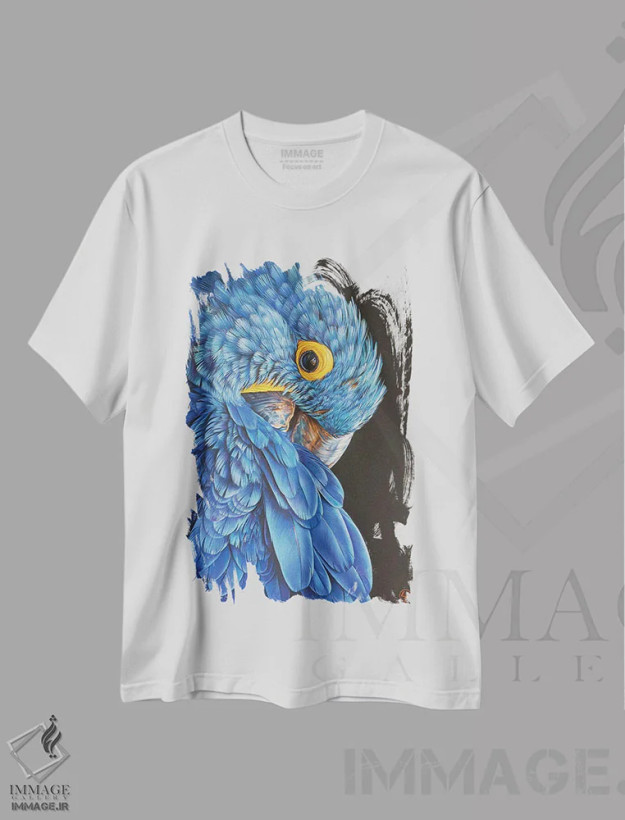 تیشرت سفید طرح دار ماکائوی سنبل، هنر فاخر معاصر اثر النا کولوتوشا | فروشگاه ایماژ