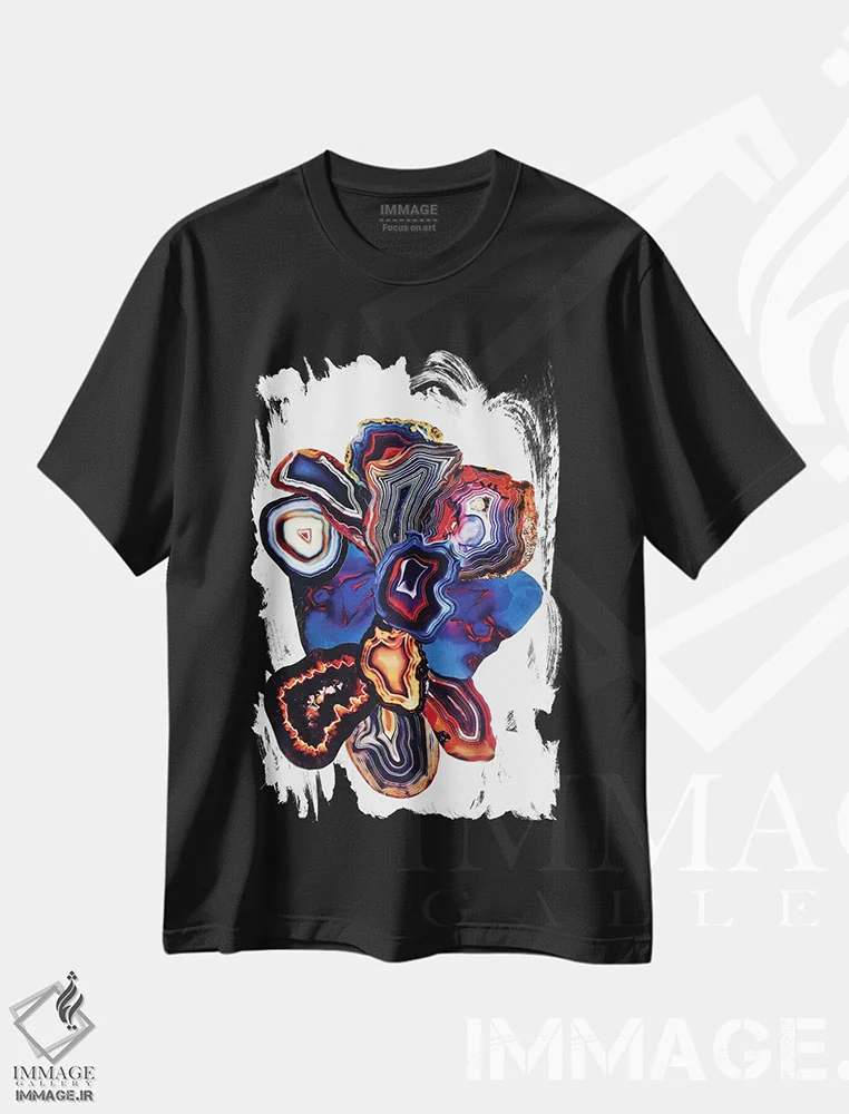 تیشرت مشکی طرح دار عناصر زمین، آبستره اثر النا کولیـکووا | immage.ir